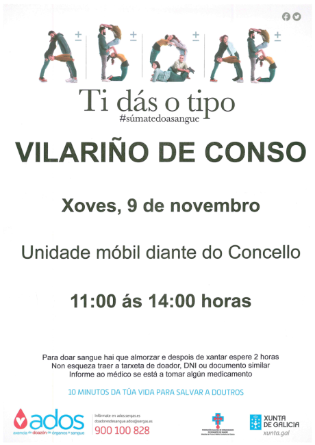 Unha unidade móbil do centro de transfusión atenderá aos doantes de sangue o XOVES, 9 de Novembro