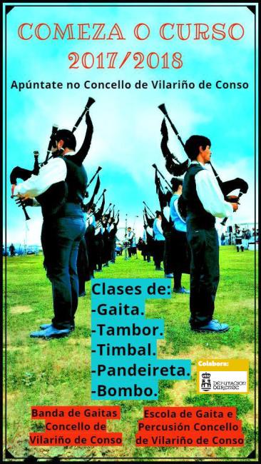 Clases da Escola de Gaitas e Percusión do Concello de Vilariño de Conso